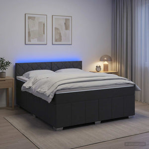 Κρεβάτι box spring με στρώμα Σκούρο Γκρι 140 x 200 cm Ύφασμα