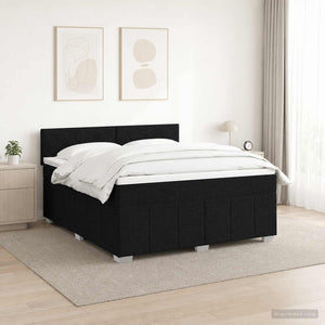 Κρεβάτι box spring με στρώμα Μαύρο 140 x 190 cm Ύφασμα