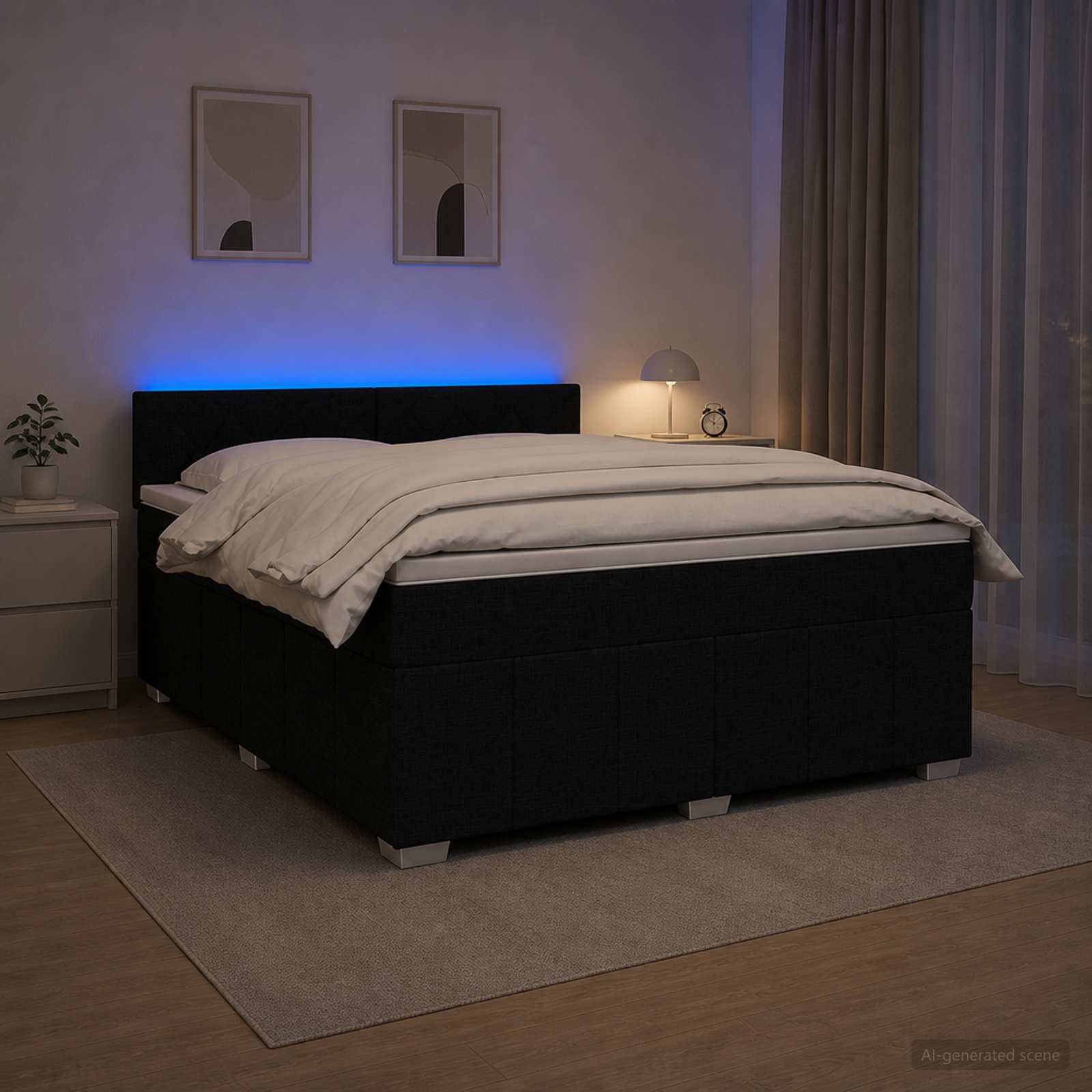 Κρεβάτι box spring με στρώμα Μαύρο 140 x 190 cm Ύφασμα