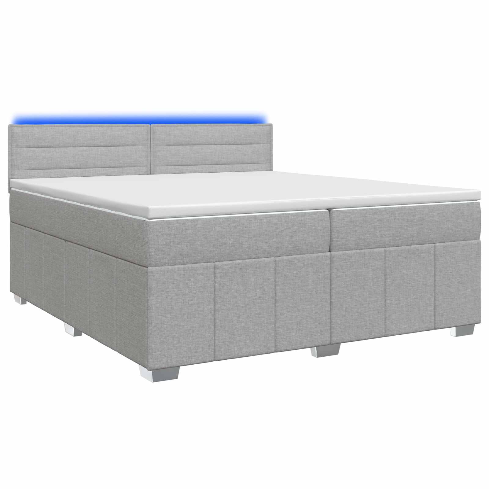 Κρεβάτι box spring με στρώμα Ανοιχτό γκρι 200 x 200 cm Ύφασμα