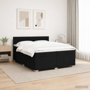 Κρεβάτι box spring με στρώμα Μαύρο 200 x 200 cm Ύφασμα