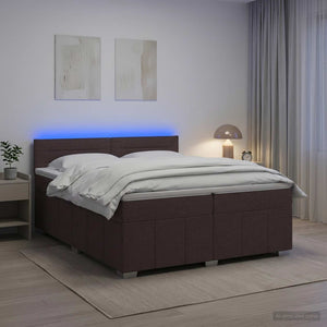Κρεβάτι box spring με στρώμα Σκούρο Καφέ 200 x 200 cm Ύφασμα
