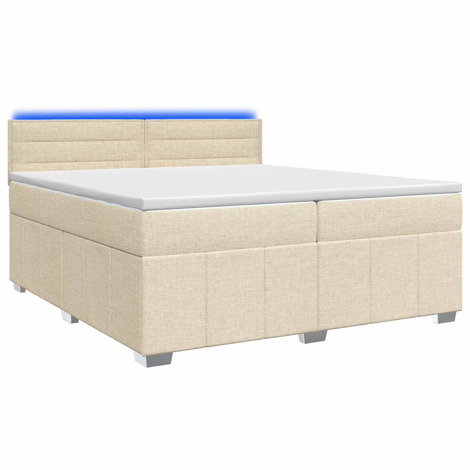 Κρεβάτι box spring με στρώμα Κρεμ 200 x 200 cm Ύφασμα - Pakobazaar