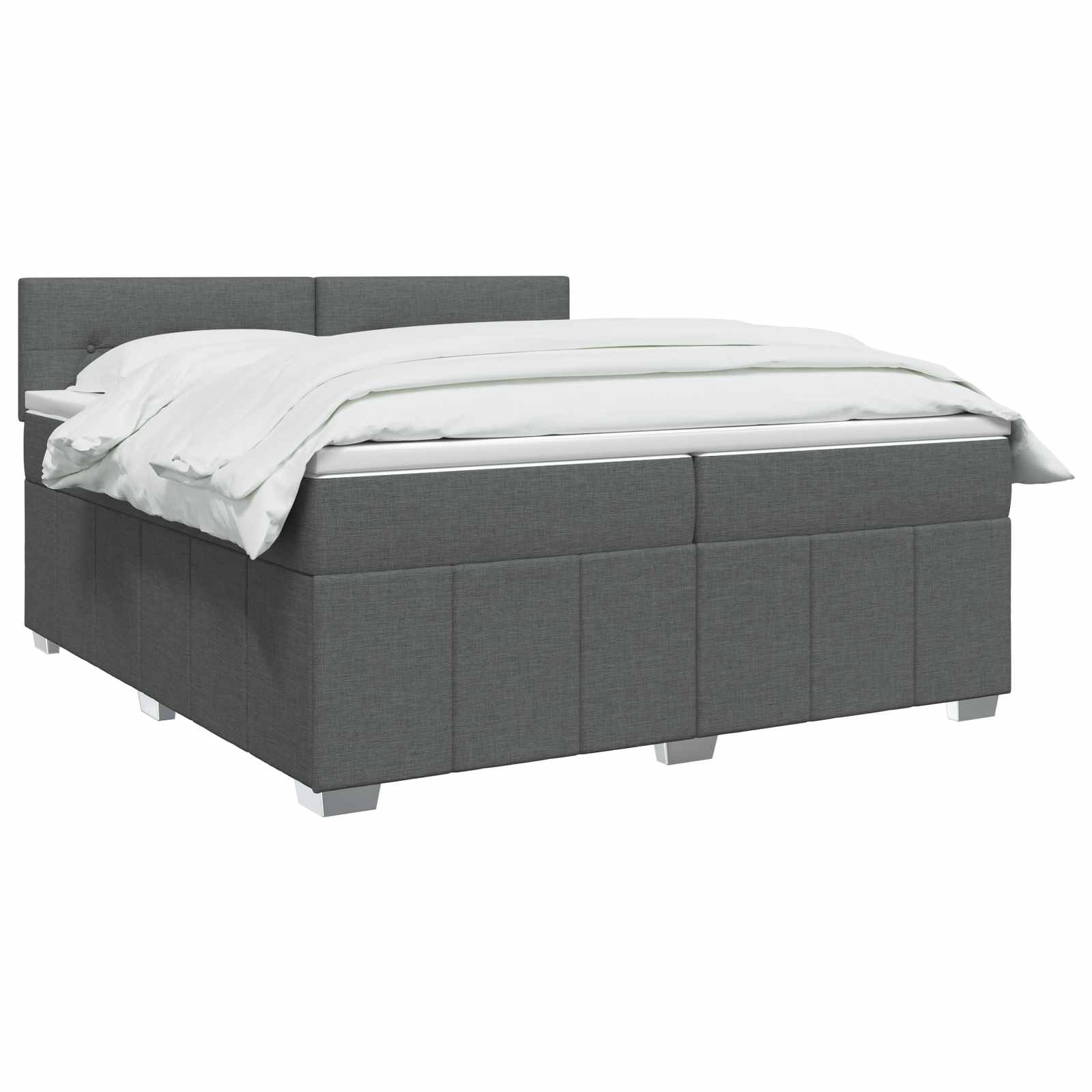 Κρεβάτι box spring με στρώμα Σκούρο Γκρι 200 x 200 cm Ύφασμα - Pakobazaar