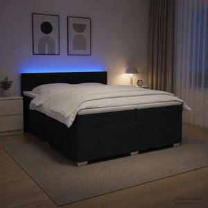 Κρεβάτι box spring με στρώμα Μαύρο 200 x 200 cm Ύφασμα - Pakobazaar