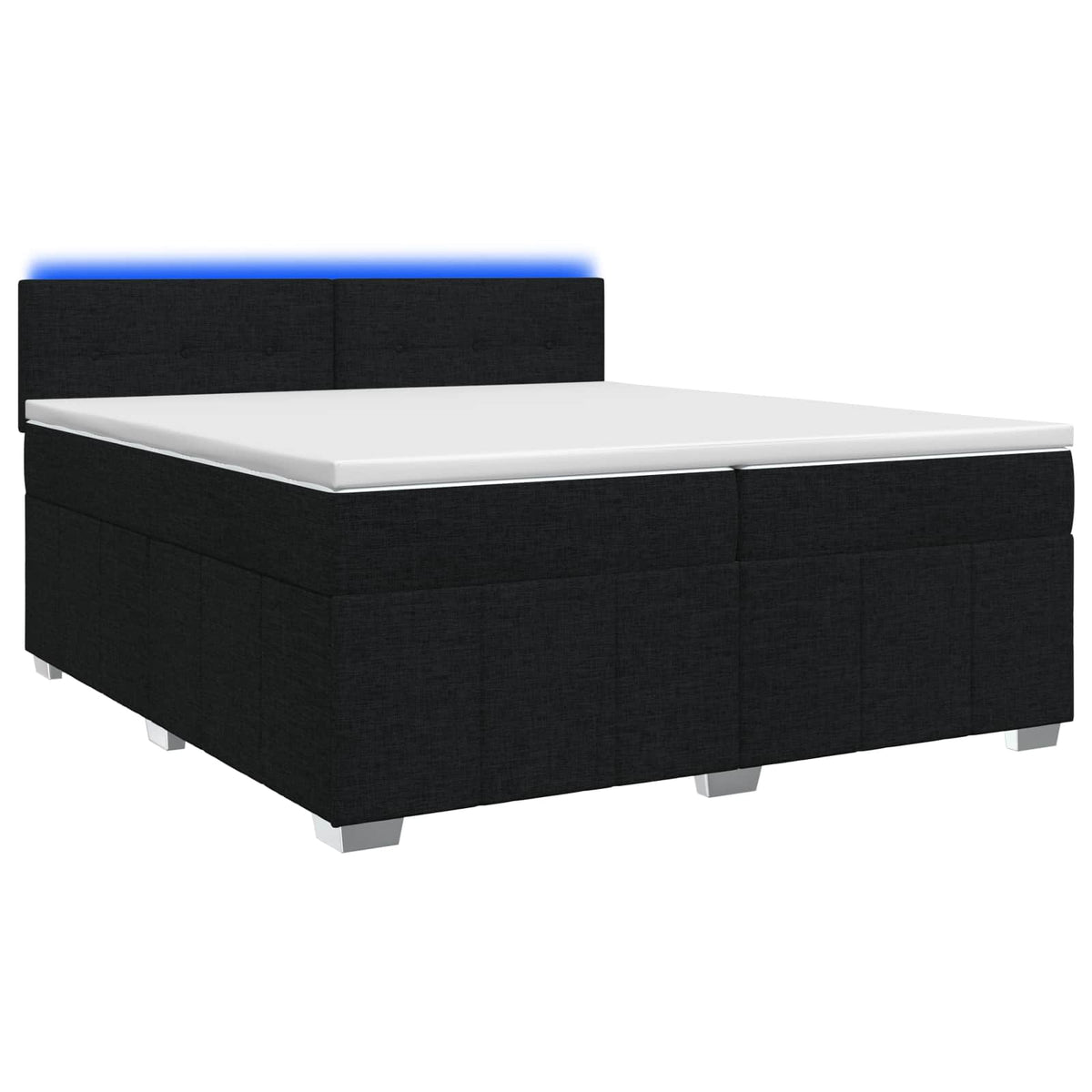 Κρεβάτι box spring με στρώμα Μαύρο 200 x 200 cm Ύφασμα - Pakobazaar