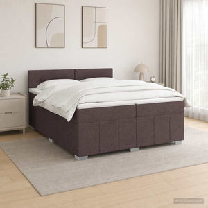 Κρεβάτι box spring με στρώμα Σκούρο Καφέ 200 x 200 cm Ύφασμα - Pakobazaar