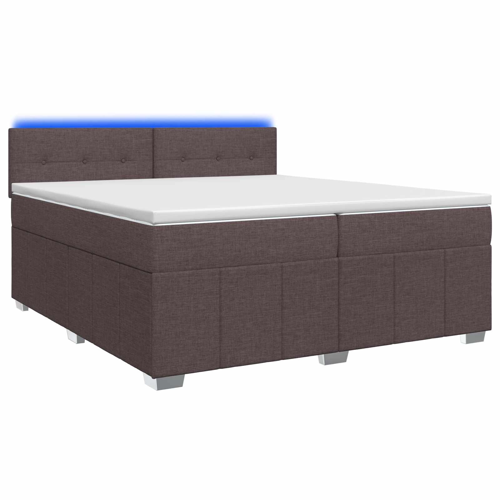 Κρεβάτι box spring με στρώμα Σκούρο Καφέ 200 x 200 cm Ύφασμα - Pakobazaar