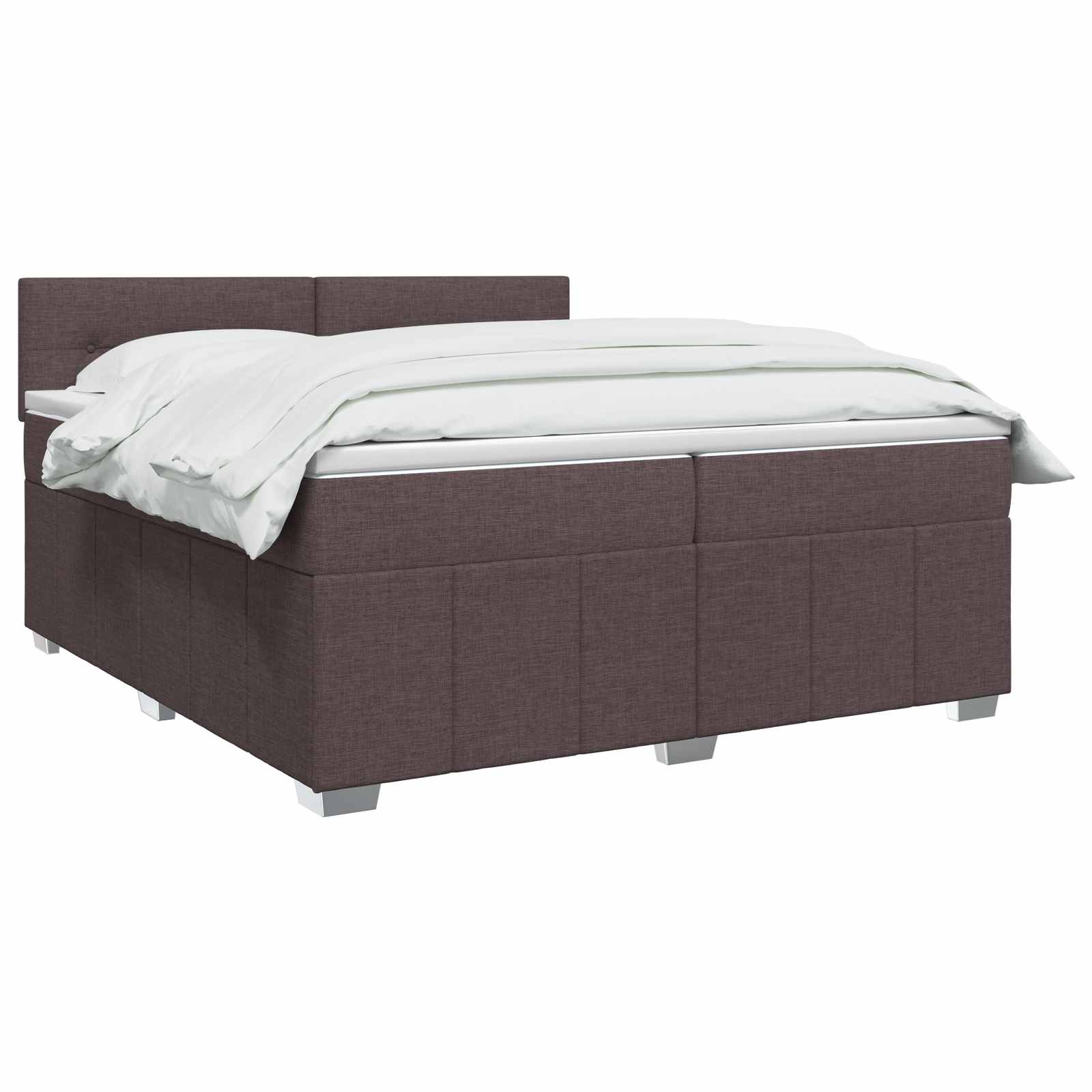 Κρεβάτι box spring με στρώμα Σκούρο Καφέ 200 x 200 cm Ύφασμα - Pakobazaar