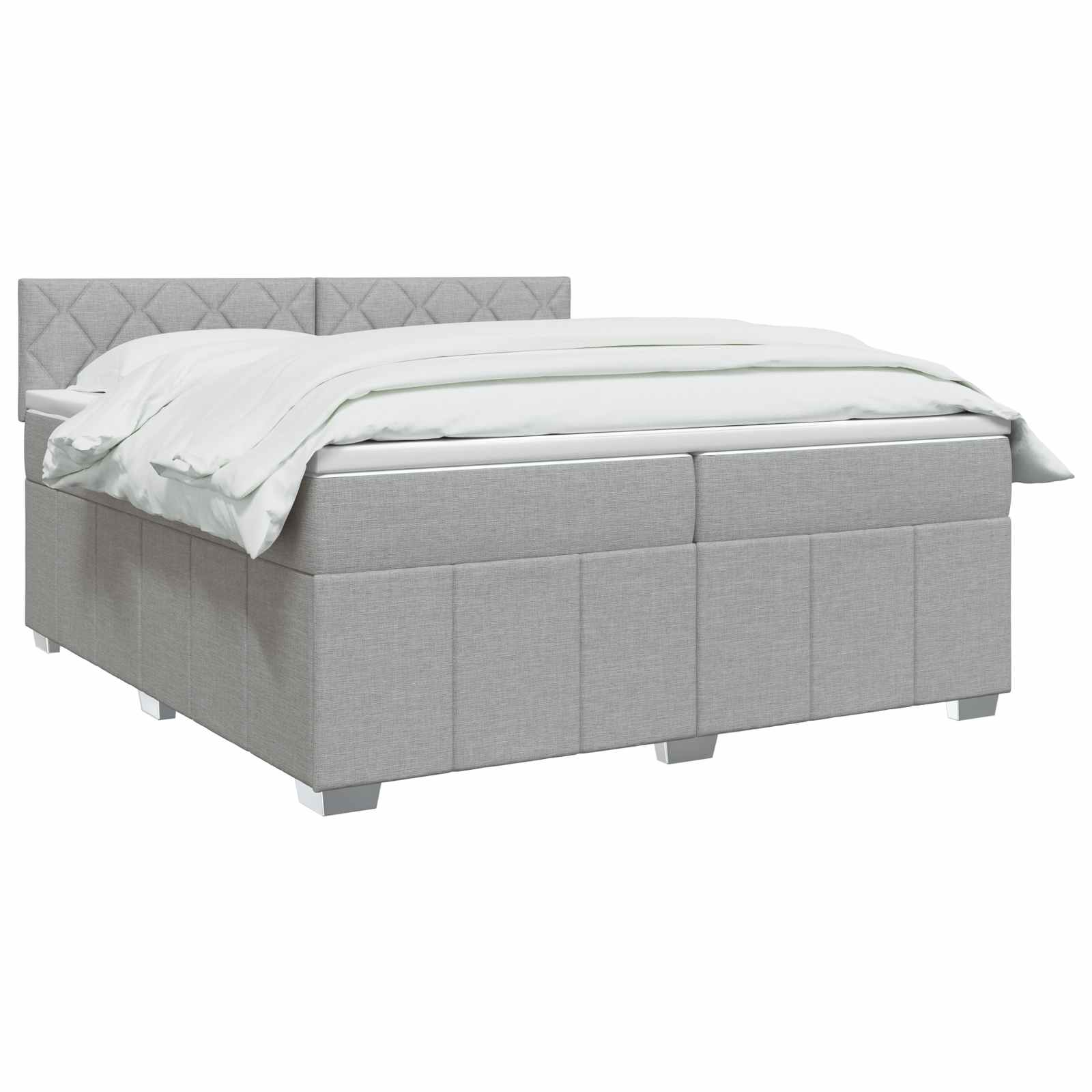 Κρεβάτι box spring με στρώμα Ανοιχτό γκρι 200 x 200 cm Ύφασμα