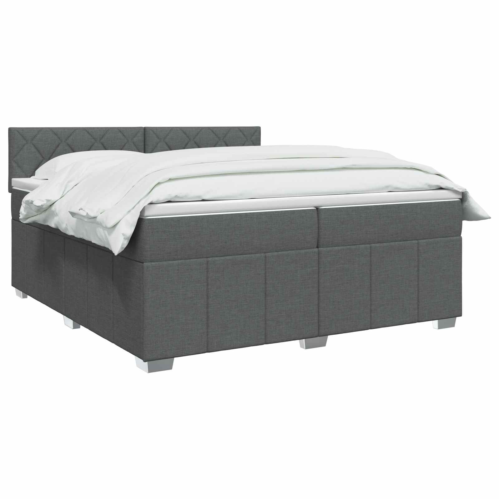 Κρεβάτι box spring με στρώμα Σκούρο Γκρι 200 x 200 cm Ύφασμα - Pakobazaar