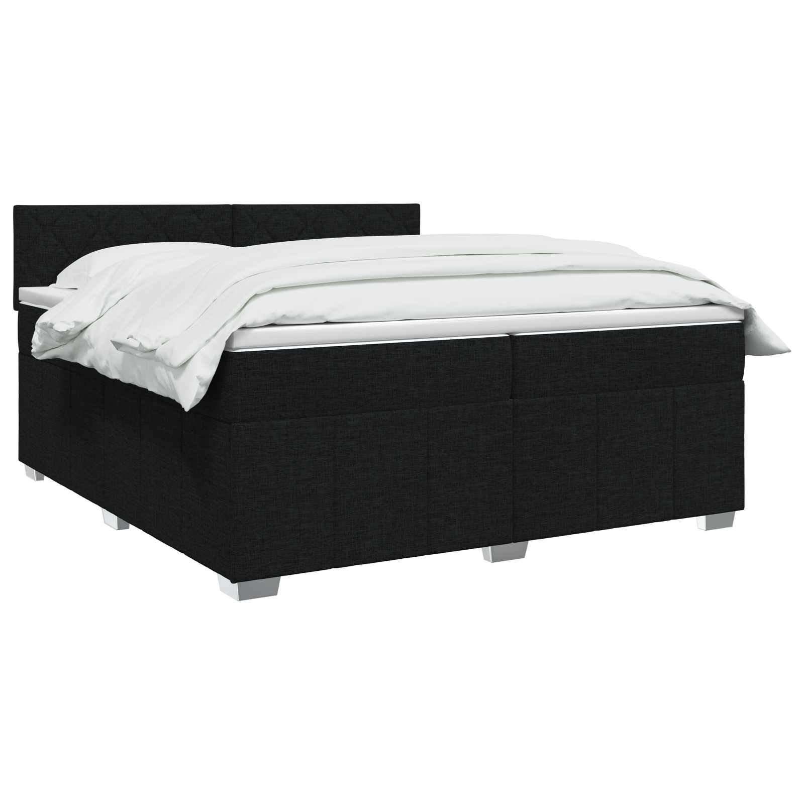 Κρεβάτι box spring με στρώμα Μαύρο 200 x 200 cm Ύφασμα