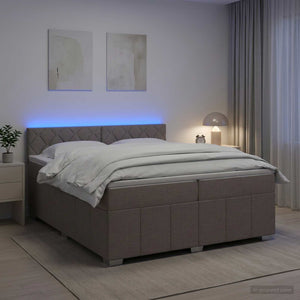 Κρεβάτι box spring με στρώμα Taupe 200 x 200 cm Ύφασμα - Pakobazaar