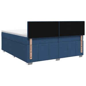 Κρεβάτι box spring με στρώμα Μπλε 200 x 200 cm Ύφασμα