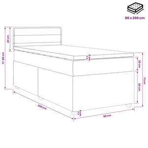 Κρεβάτι box spring με στρώμα Ανοιχτό γκρι 80 x 200 cm Ύφασμα - Pakobazaar