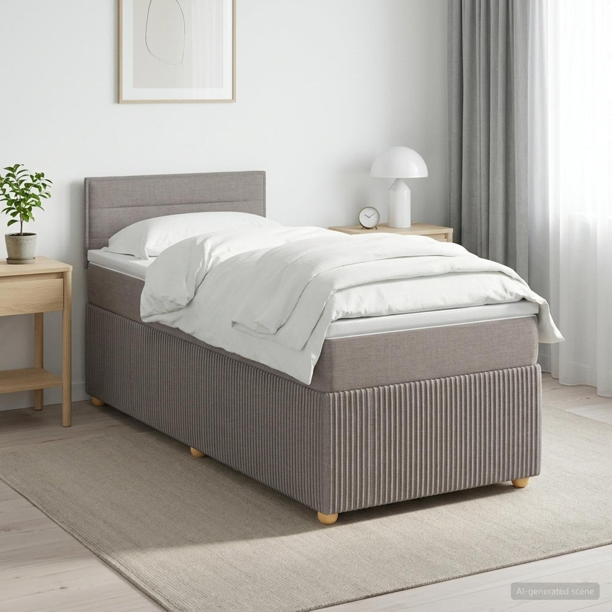 Κρεβάτι box spring με στρώμα Taupe 100 x 200 cm Ύφασμα