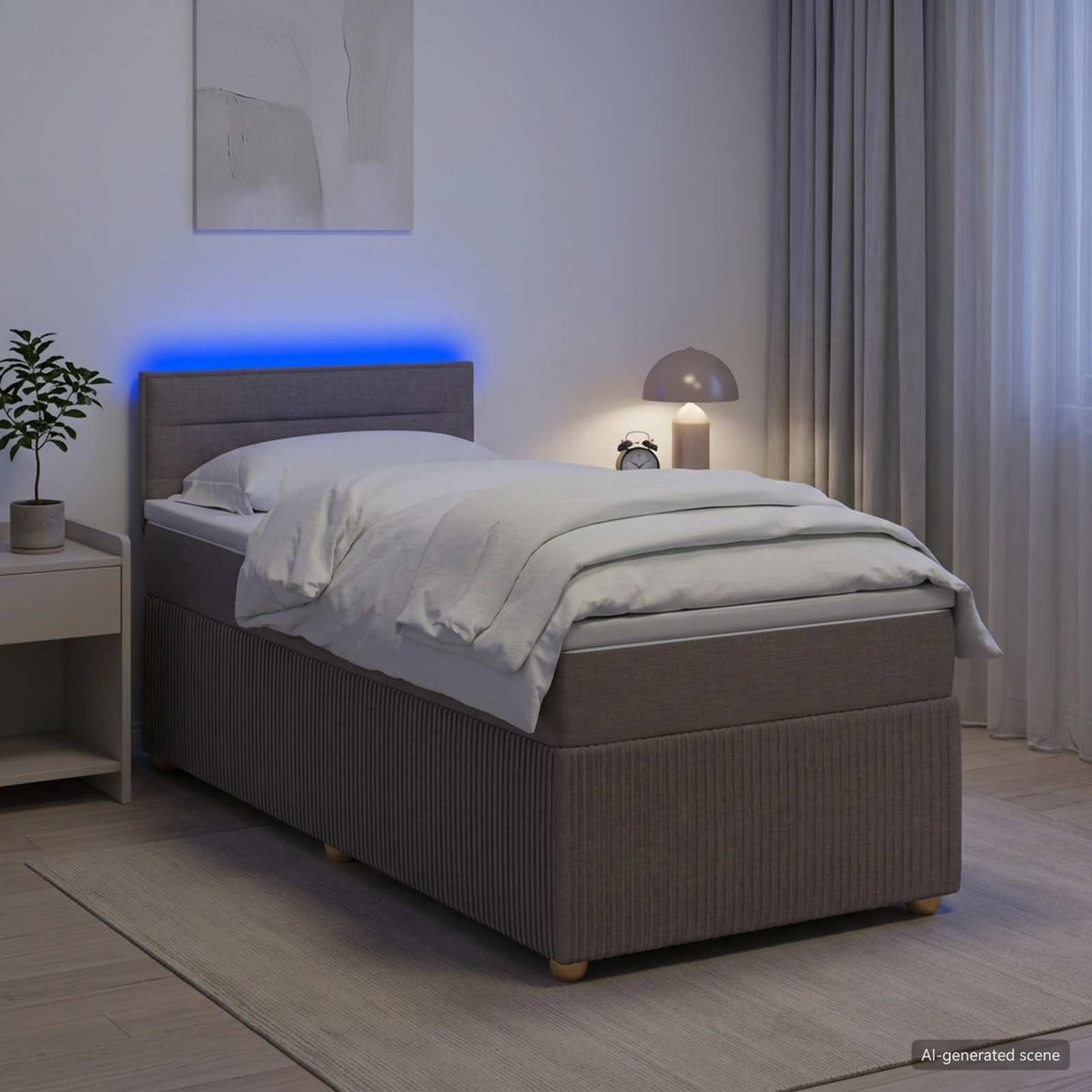Κρεβάτι box spring με στρώμα Taupe 100 x 200 cm Ύφασμα
