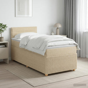 Κρεβάτι box spring με στρώμα Κρεμ 90 x 200 cm Ύφασμα - Pakobazaar