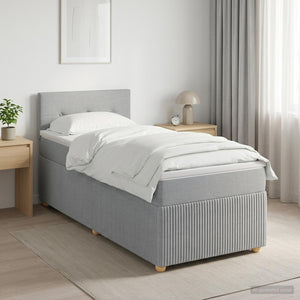 Κρεβάτι box spring με στρώμα Ανοιχτό γκρι 100 x 200 cm Ύφασμα