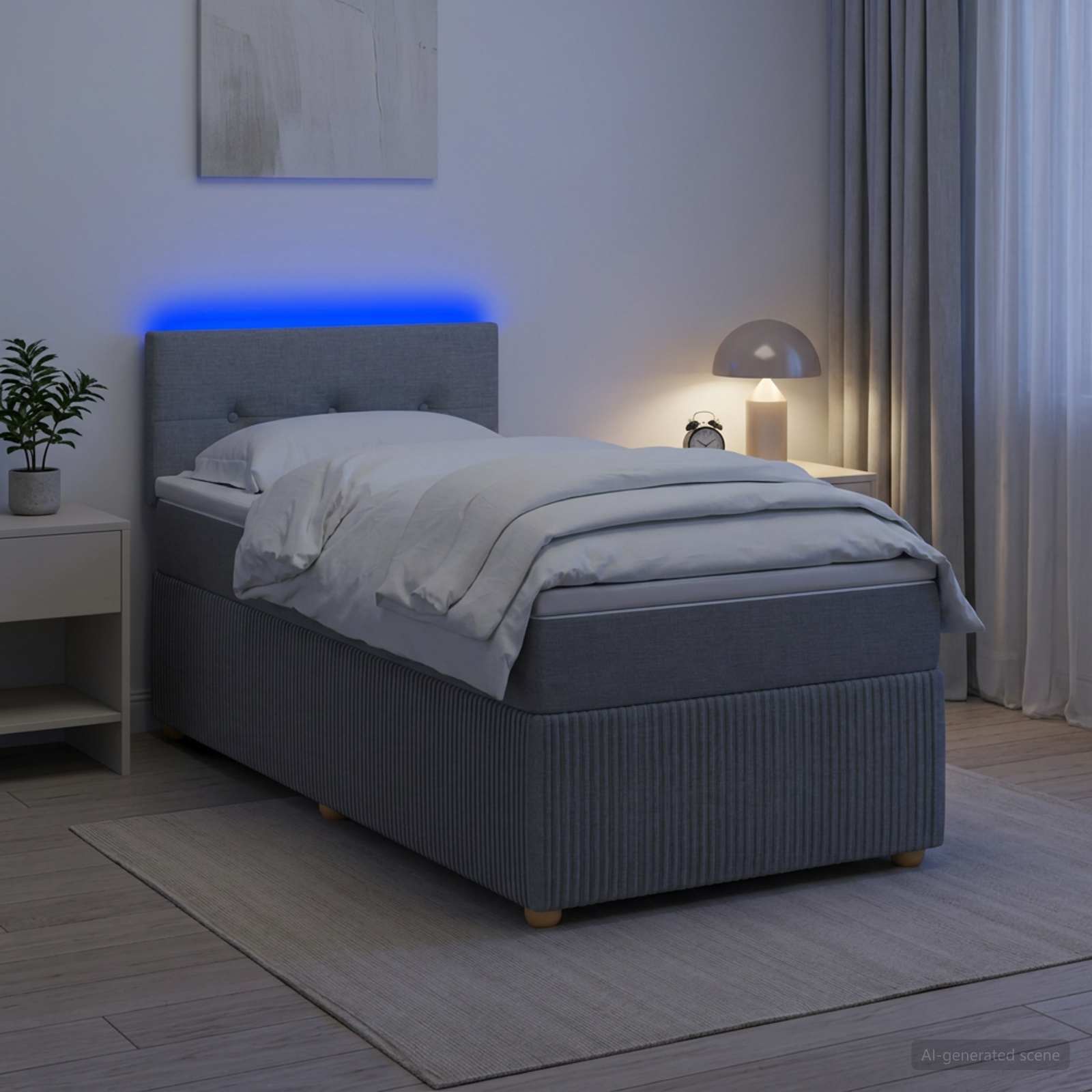 Κρεβάτι box spring με στρώμα Ανοιχτό γκρι 80 x 200 cm Ύφασμα - Pakobazaar