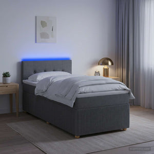 Κρεβάτι box spring με στρώμα Σκούρο Γκρι 90 x 190 cm Ύφασμα