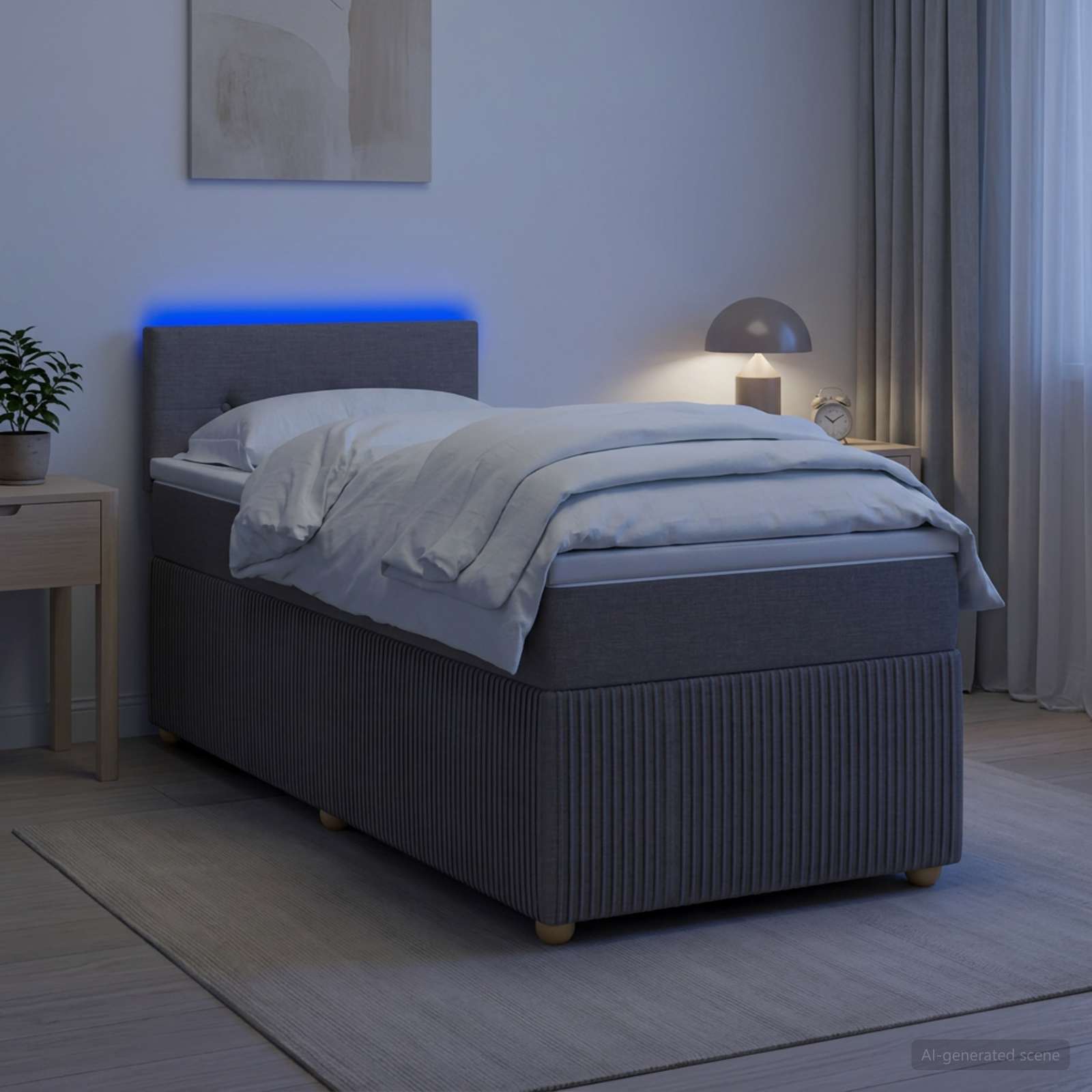 Κρεβάτι box spring με στρώμα Taupe 80 x 200 cm Ύφασμα - Pakobazaar