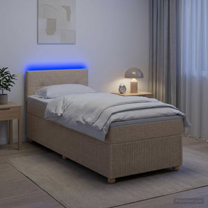 Κρεβάτι box spring με στρώμα Κρεμ 90 x 190 cm Ύφασμα - Pakobazaar