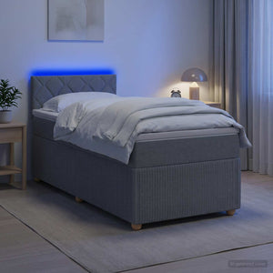 Κρεβάτι box spring με στρώμα Ανοιχτό γκρι 100 x 200 cm Ύφασμα