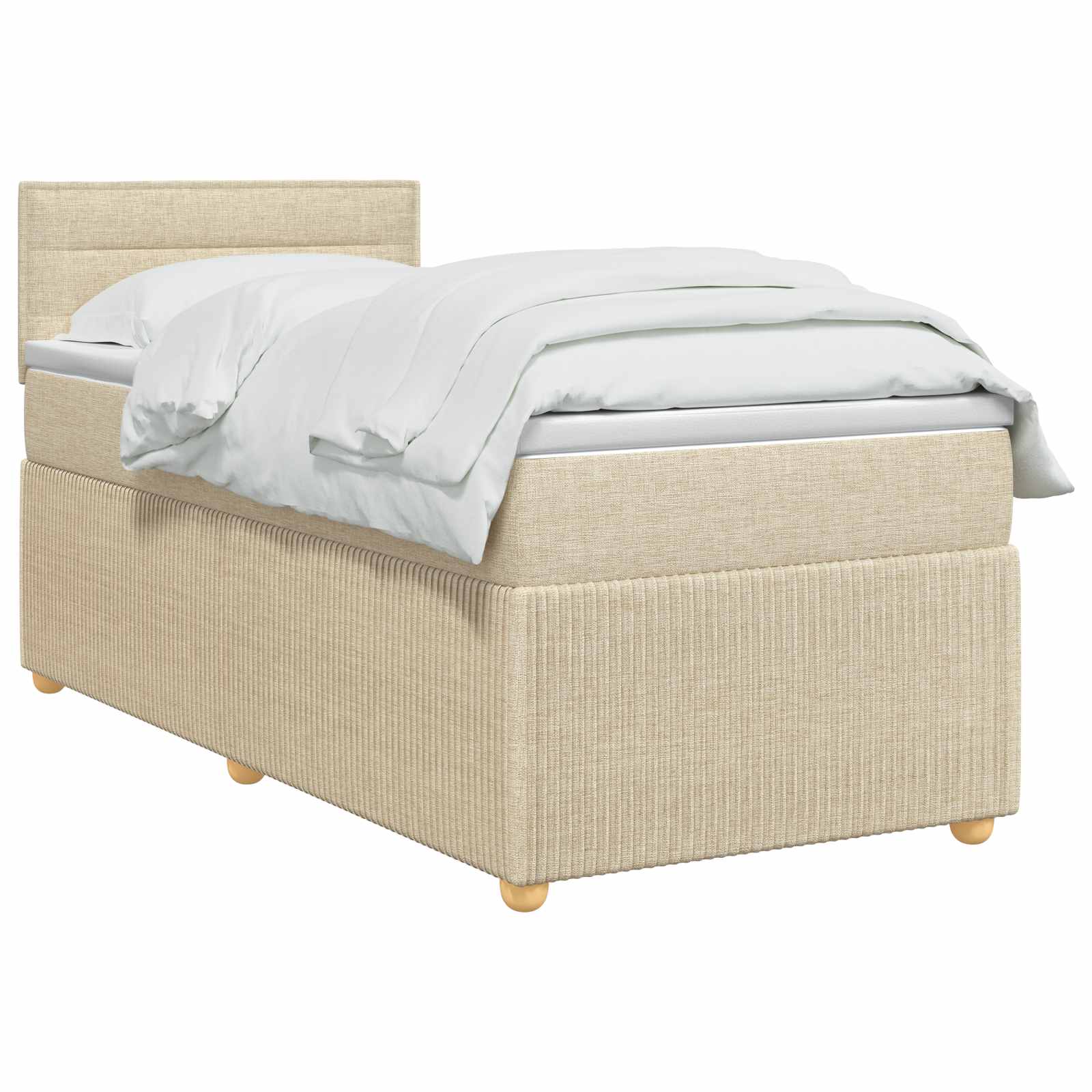 Κρεβάτι box spring με στρώμα Κρεμ 90 x 190 cm Ύφασμα - Pakobazaar