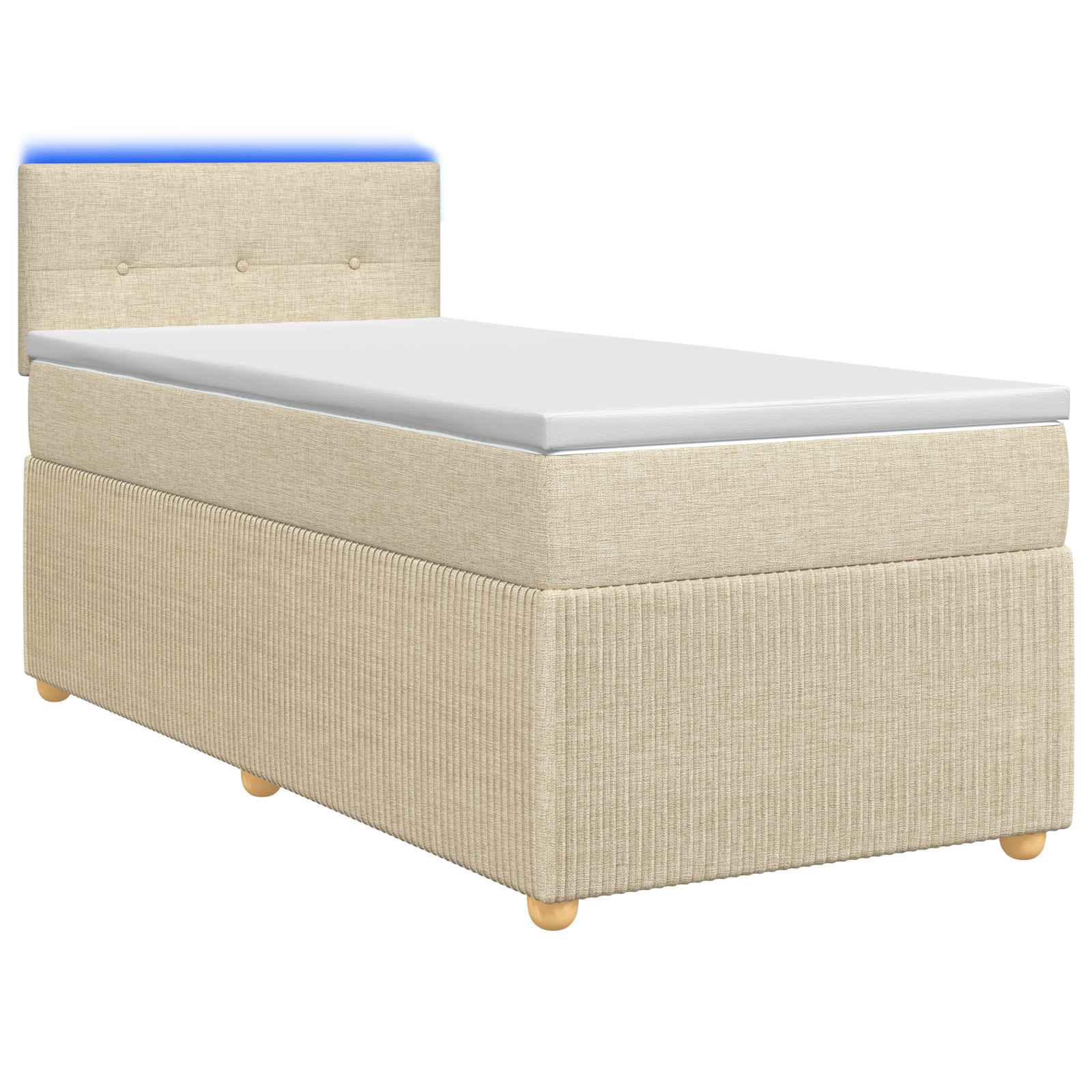 Κρεβάτι box spring με στρώμα Κρεμ 90 x 190 cm Ύφασμα - Pakobazaar
