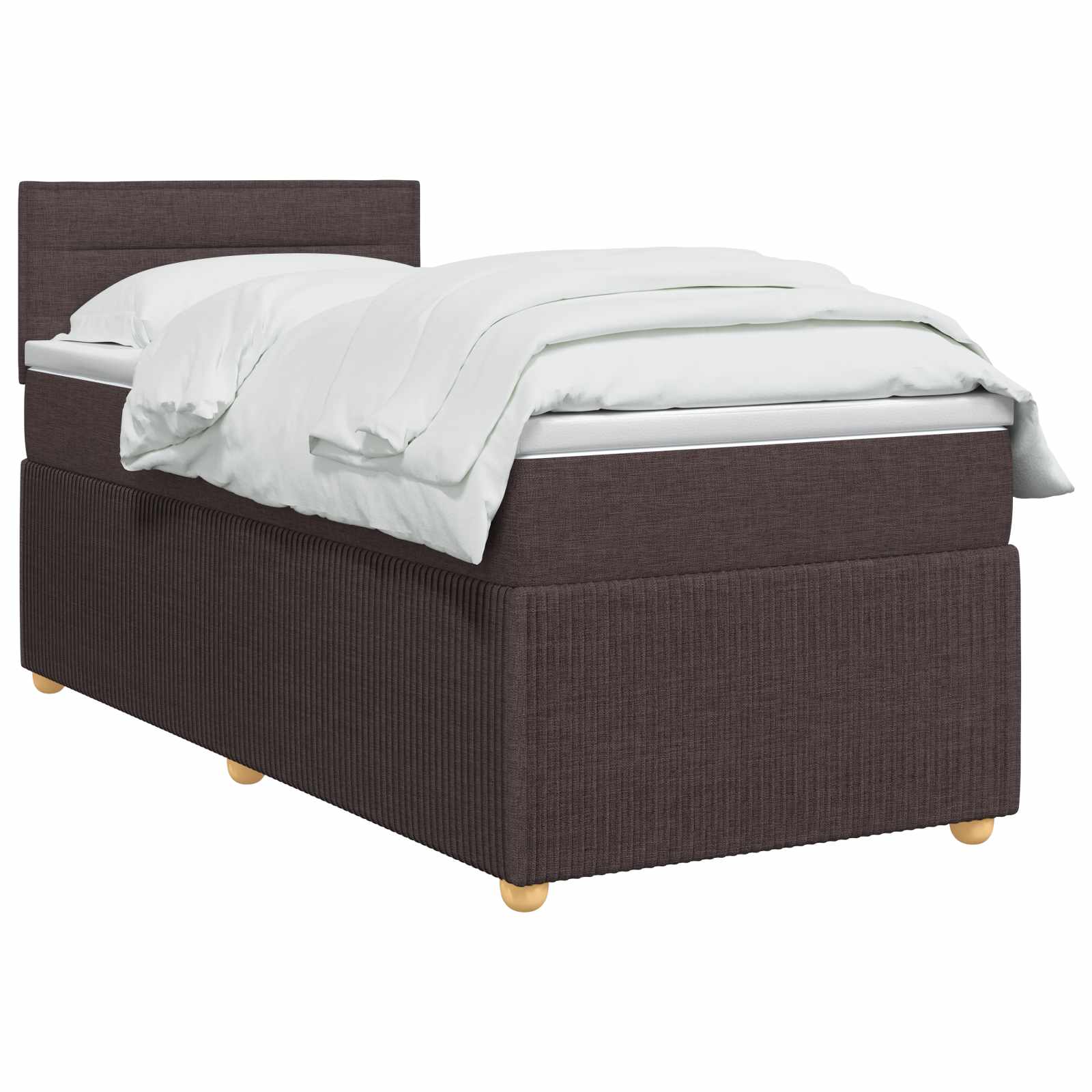 Κρεβάτι box spring με στρώμα Σκούρο Καφέ 90 x 200 cm Ύφασμα - Pakobazaar
