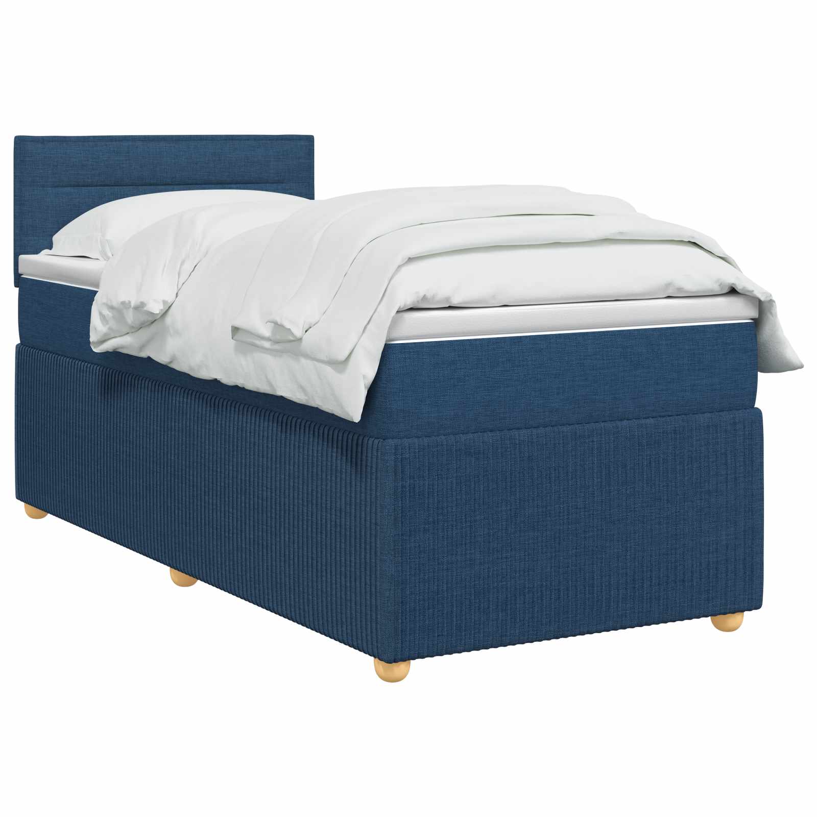 Κρεβάτι box spring με στρώμα Μπλε 90 x 200 cm Ύφασμα - Pakobazaar