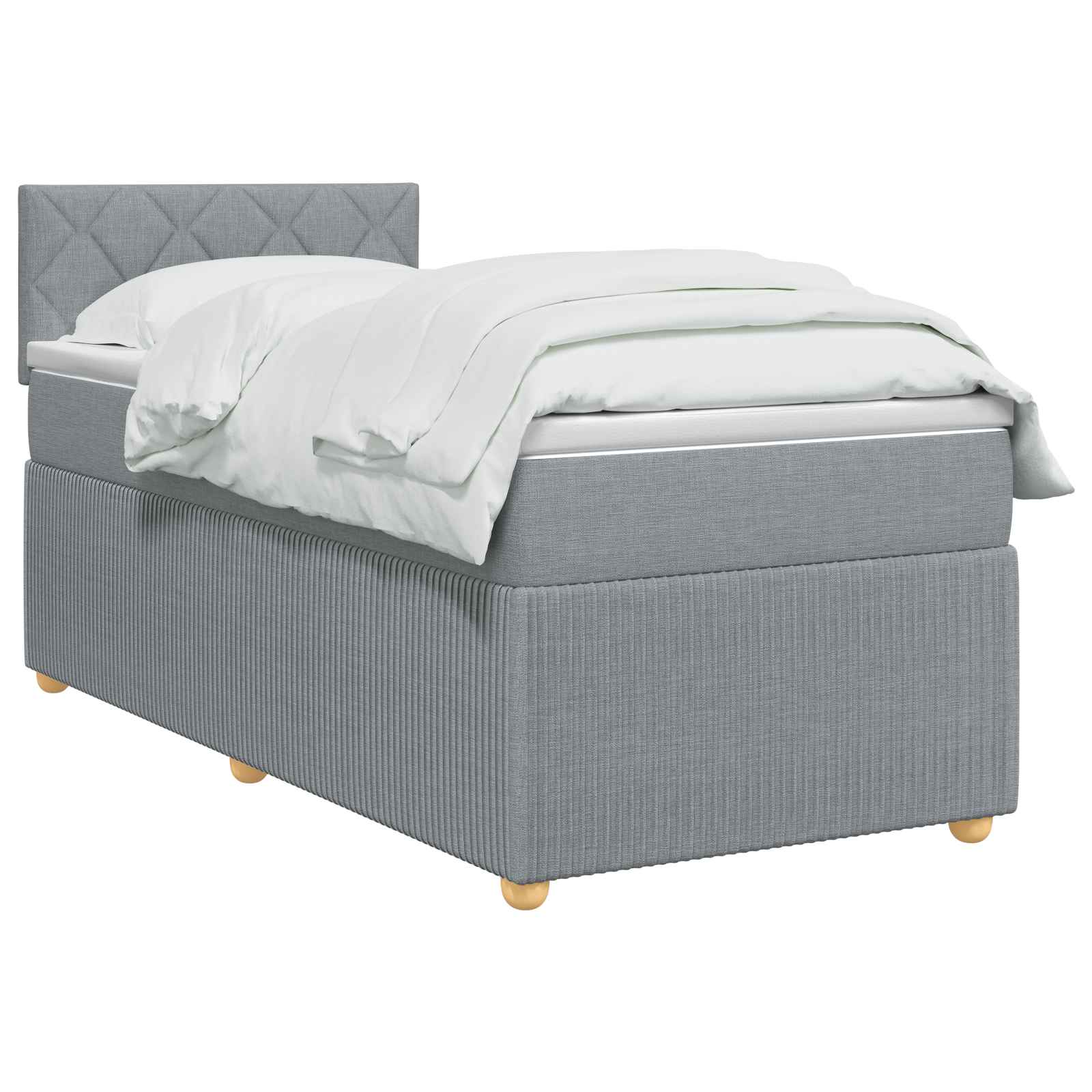 Κρεβάτι box spring με στρώμα Ανοιχτό γκρι 100 x 200 cm Ύφασμα