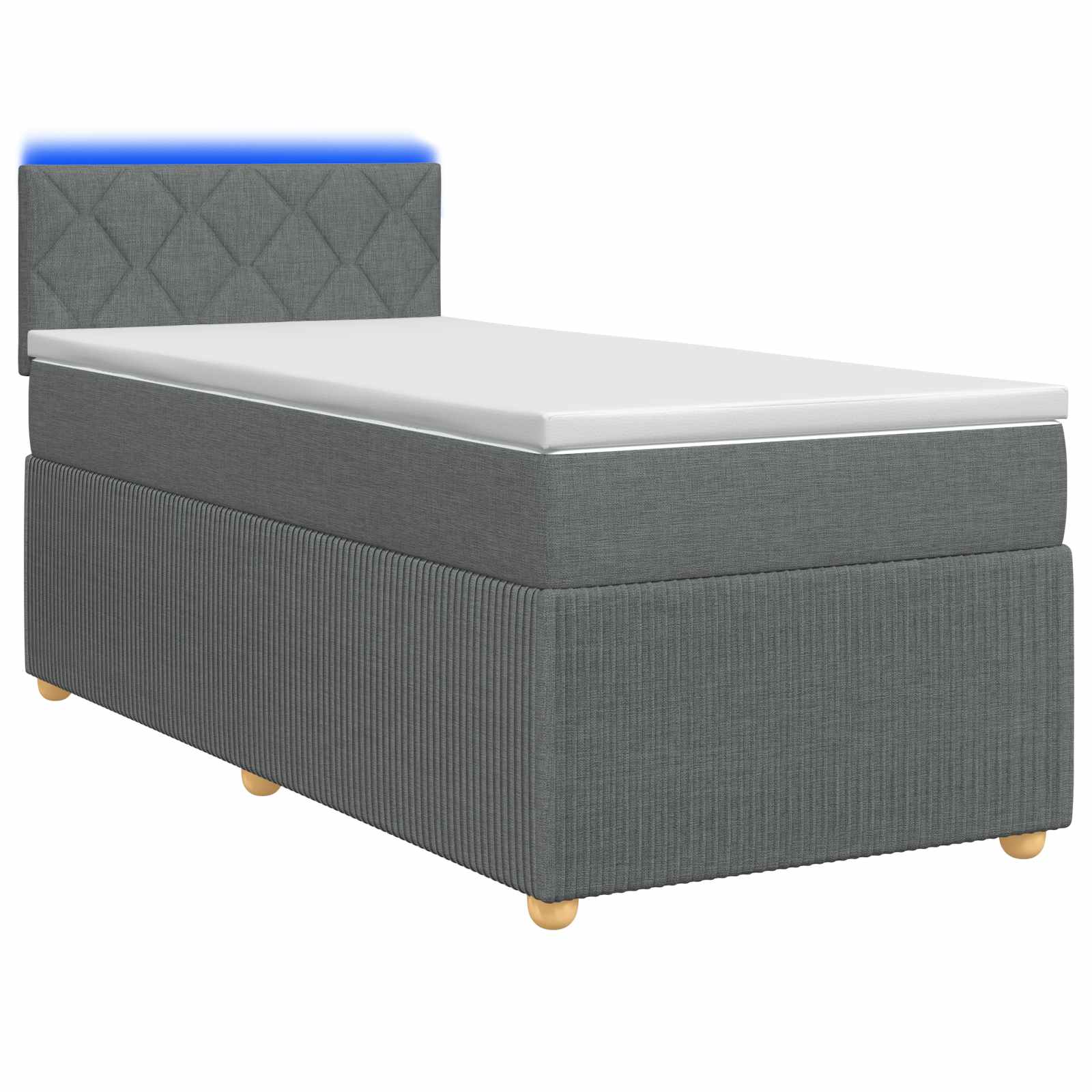 Κρεβάτι box spring με στρώμα Σκούρο Γκρι 100 x 200 cm Ύφασμα
