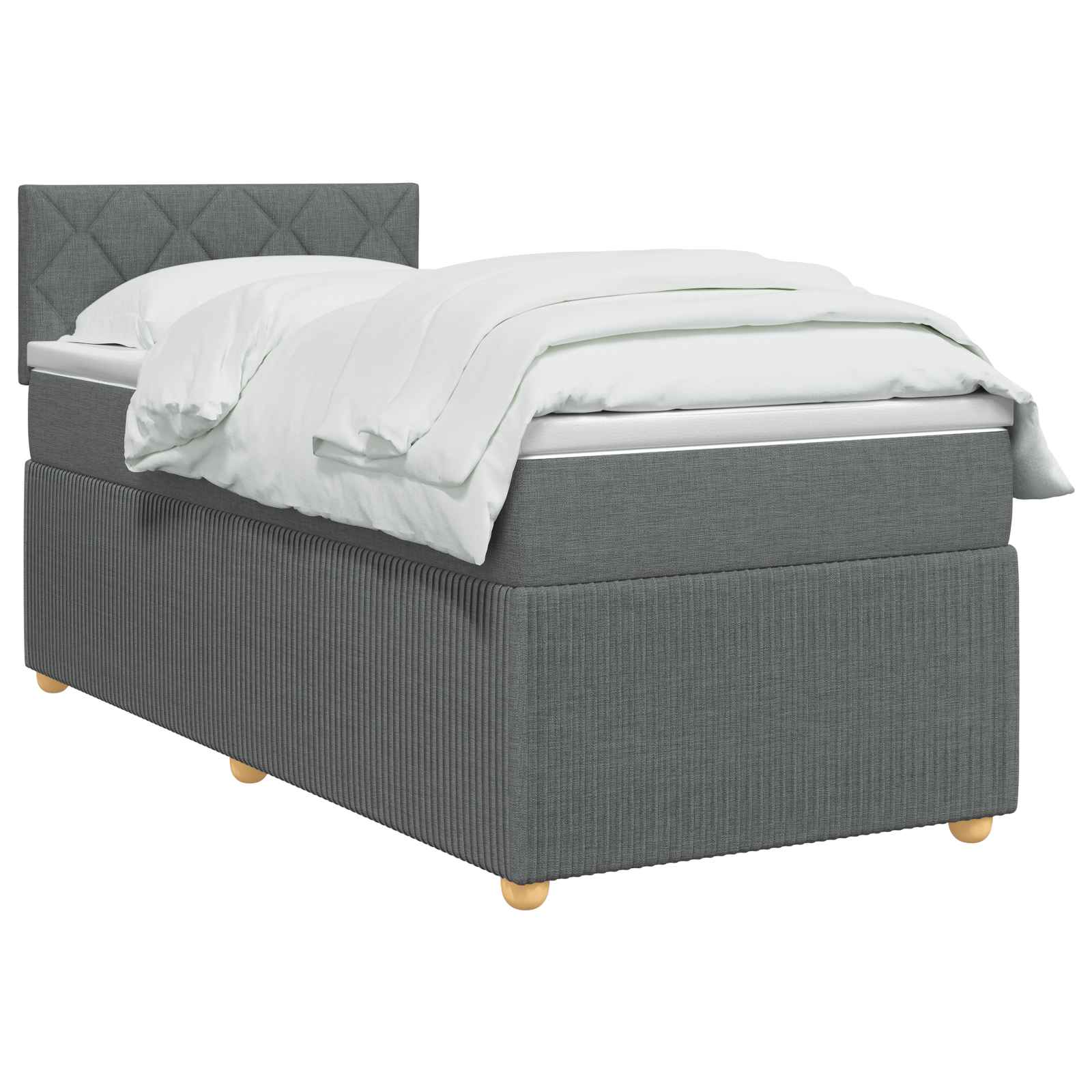 Κρεβάτι box spring με στρώμα Σκούρο Γκρι 100 x 200 cm Ύφασμα
