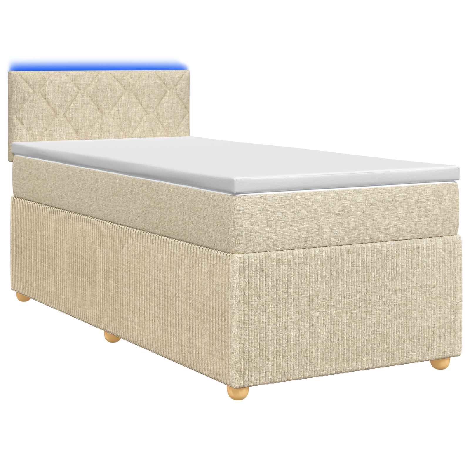 Κρεβάτι box spring με στρώμα Κρεμ 100 x 200 cm Ύφασμα - Pakobazaar
