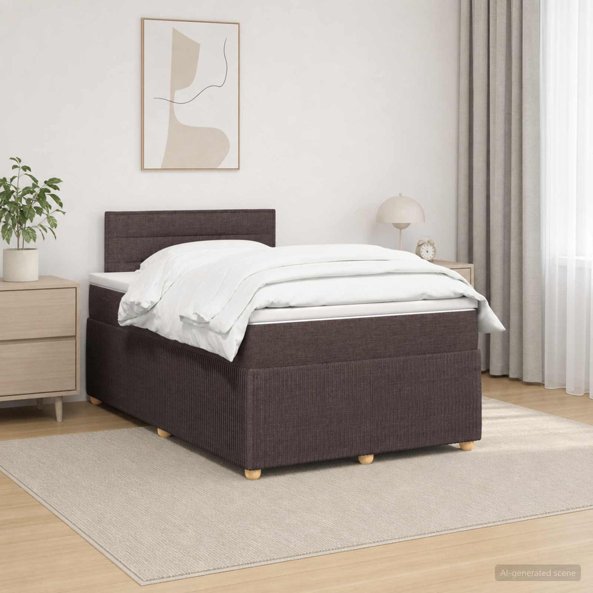 Κρεβάτι box spring με στρώμα Σκούρο Καφέ 120 x 190 cm Ύφασμα - Pakobazaar