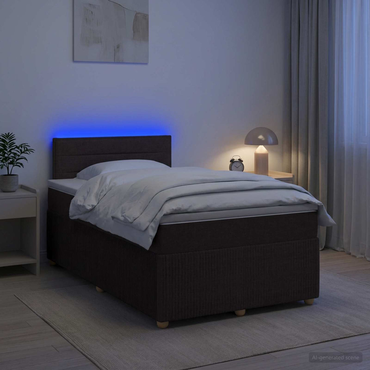 Κρεβάτι box spring με στρώμα Σκούρο Καφέ 120 x 190 cm Ύφασμα - Pakobazaar