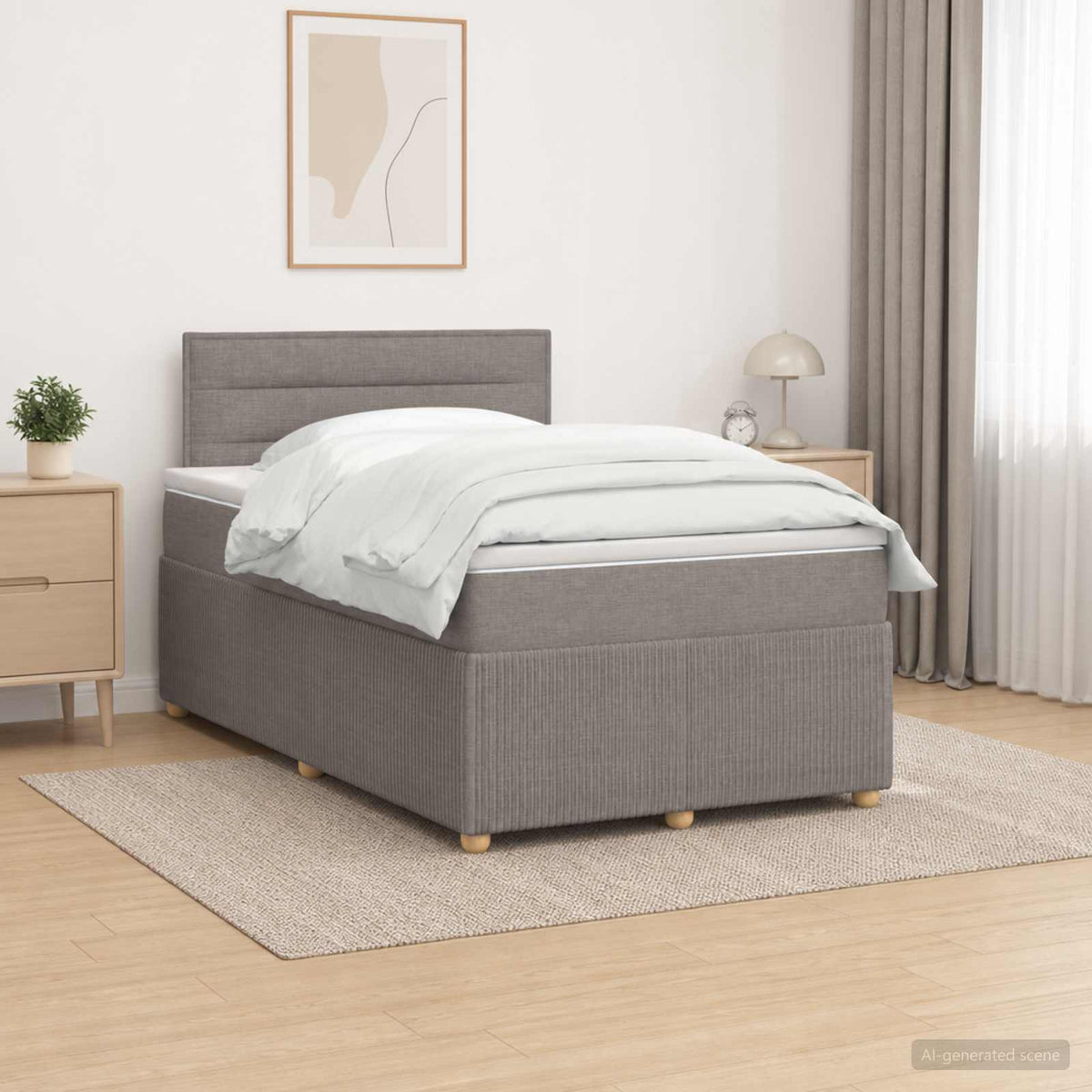 Κρεβάτι box spring με στρώμα Taupe 120 x 190 cm Ύφασμα