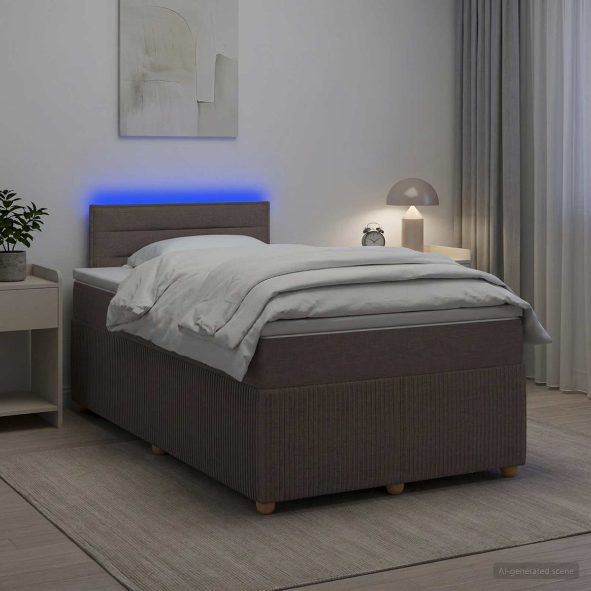 Κρεβάτι box spring με στρώμα Taupe 120 x 190 cm Ύφασμα