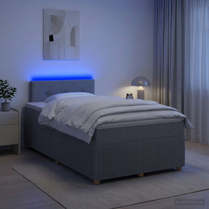 Κρεβάτι box spring με στρώμα Ανοιχτό γκρι 120 x 200 cm Ύφασμα - Pakobazaar