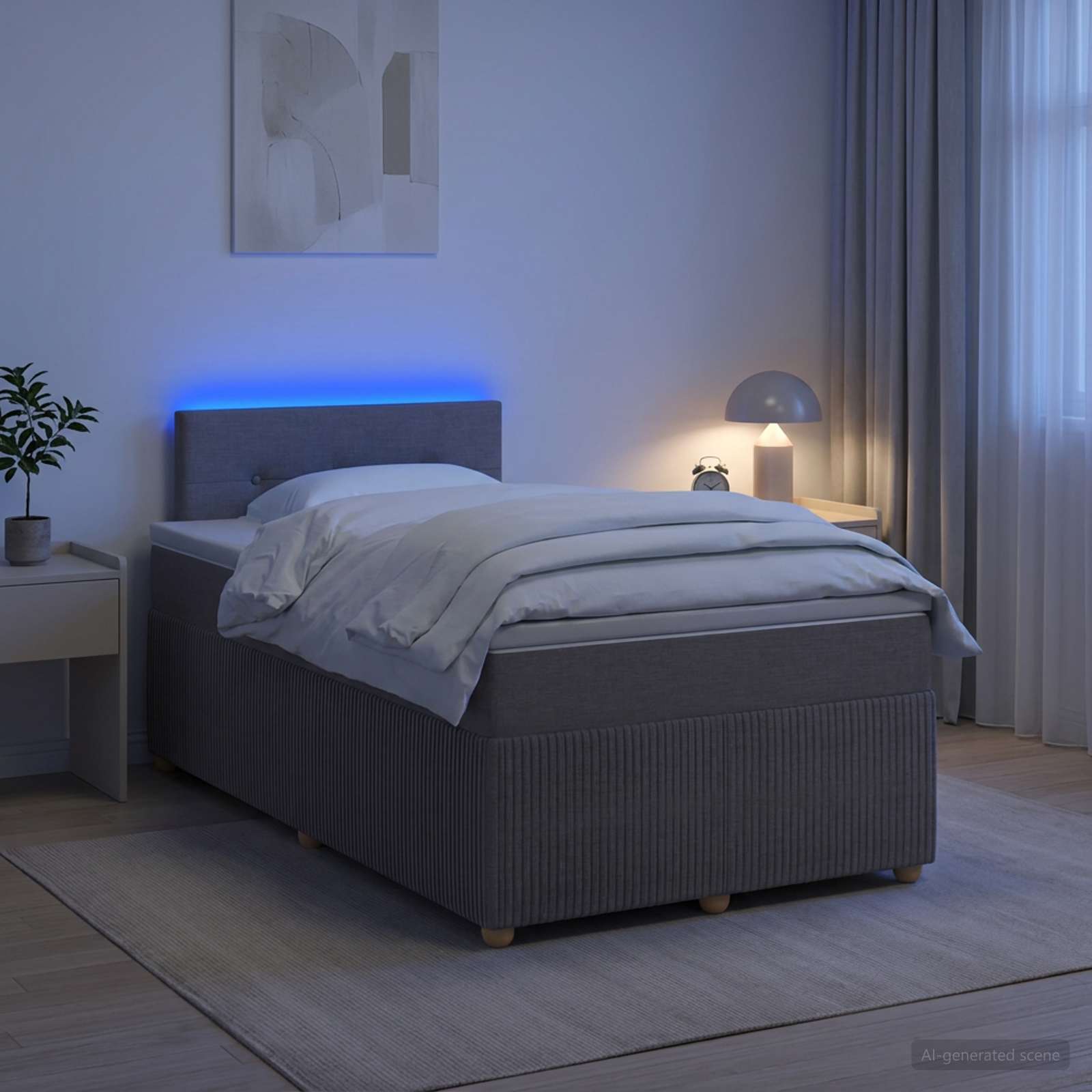 Κρεβάτι box spring με στρώμα Taupe 120 x 190 cm Ύφασμα - Pakobazaar