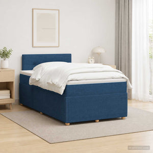 Κρεβάτι box spring με στρώμα Μπλε 120 x 200 cm Ύφασμα