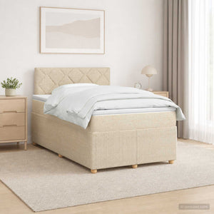 Κρεβάτι box spring με στρώμα Κρεμ 120 x 190 cm Ύφασμα
