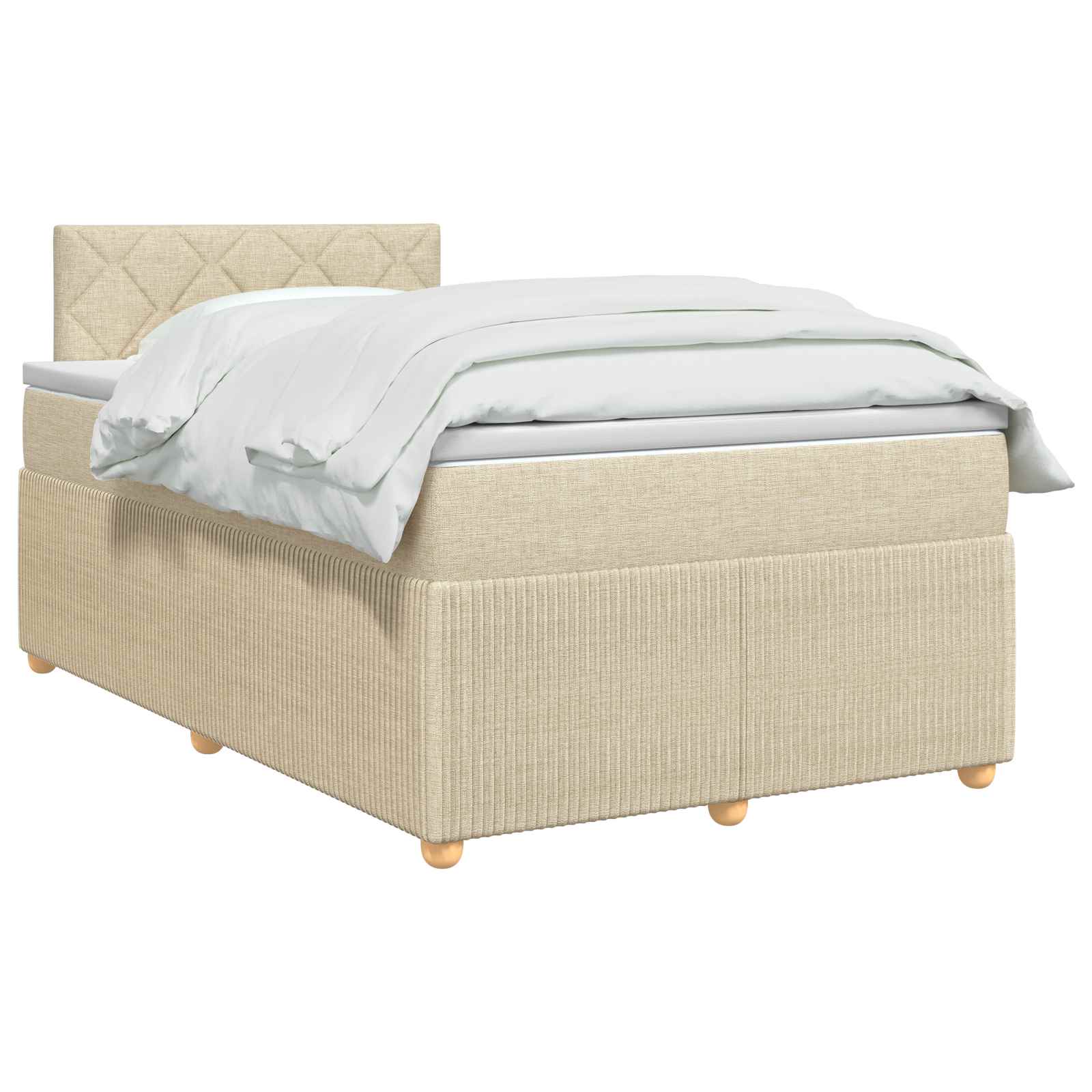 Κρεβάτι box spring με στρώμα Κρεμ 120 x 200 cm Ύφασμα - Pakobazaar