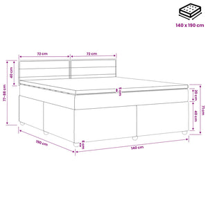 Κρεβάτι box spring με στρώμα Ανοιχτό γκρι 140 x 190 cm Ύφασμα
