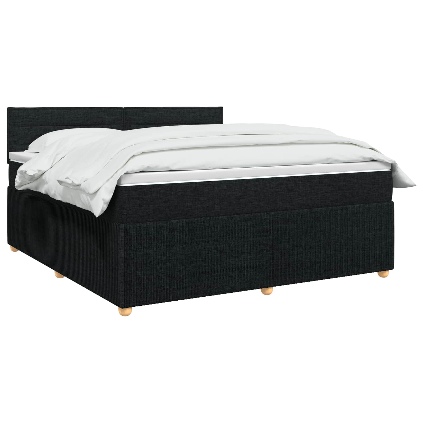 Κρεβάτι box spring με στρώμα Μαύρο 140 x 190 cm Ύφασμα - Pakobazaar