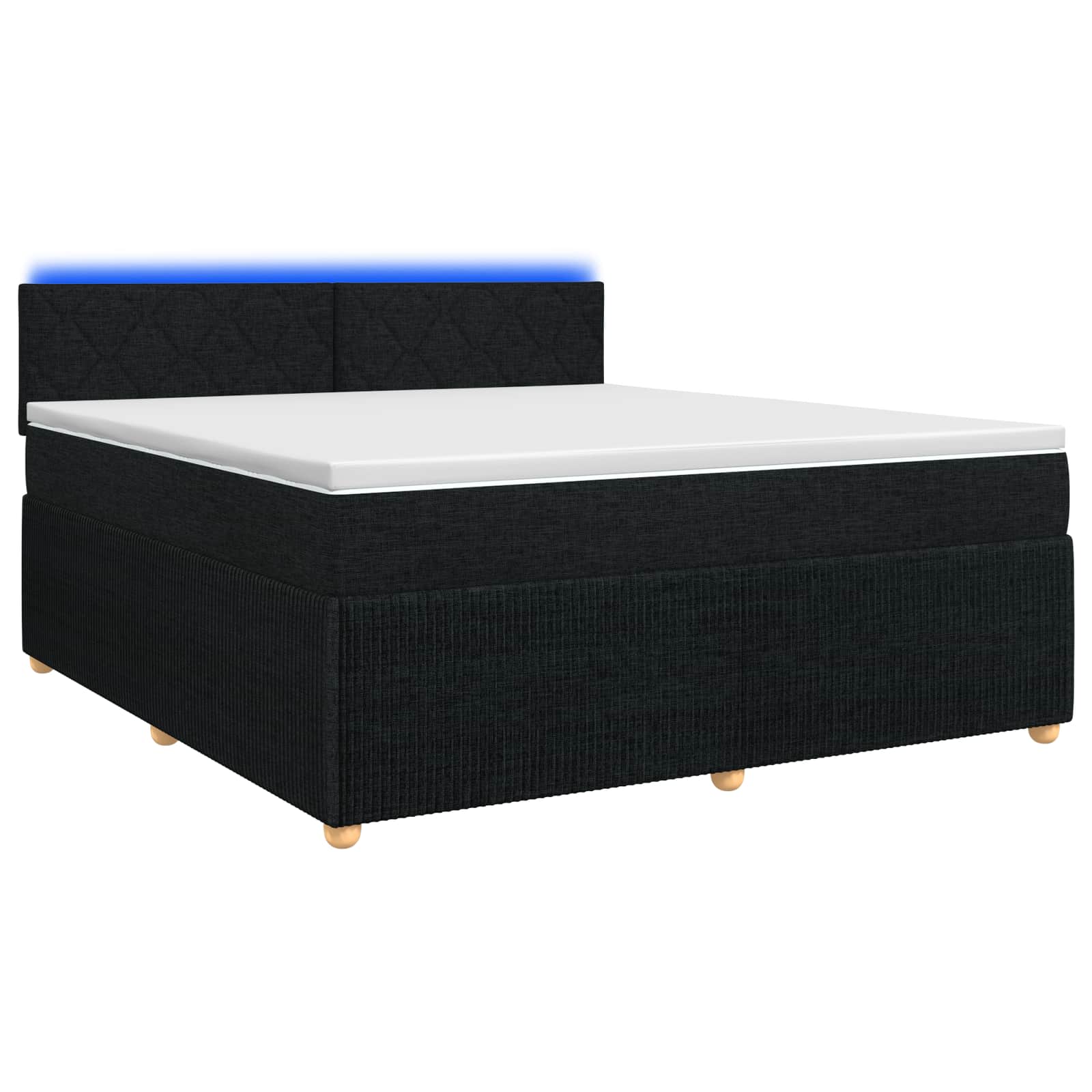 Κρεβάτι box spring με στρώμα Μαύρο 140 x 190 cm Ύφασμα