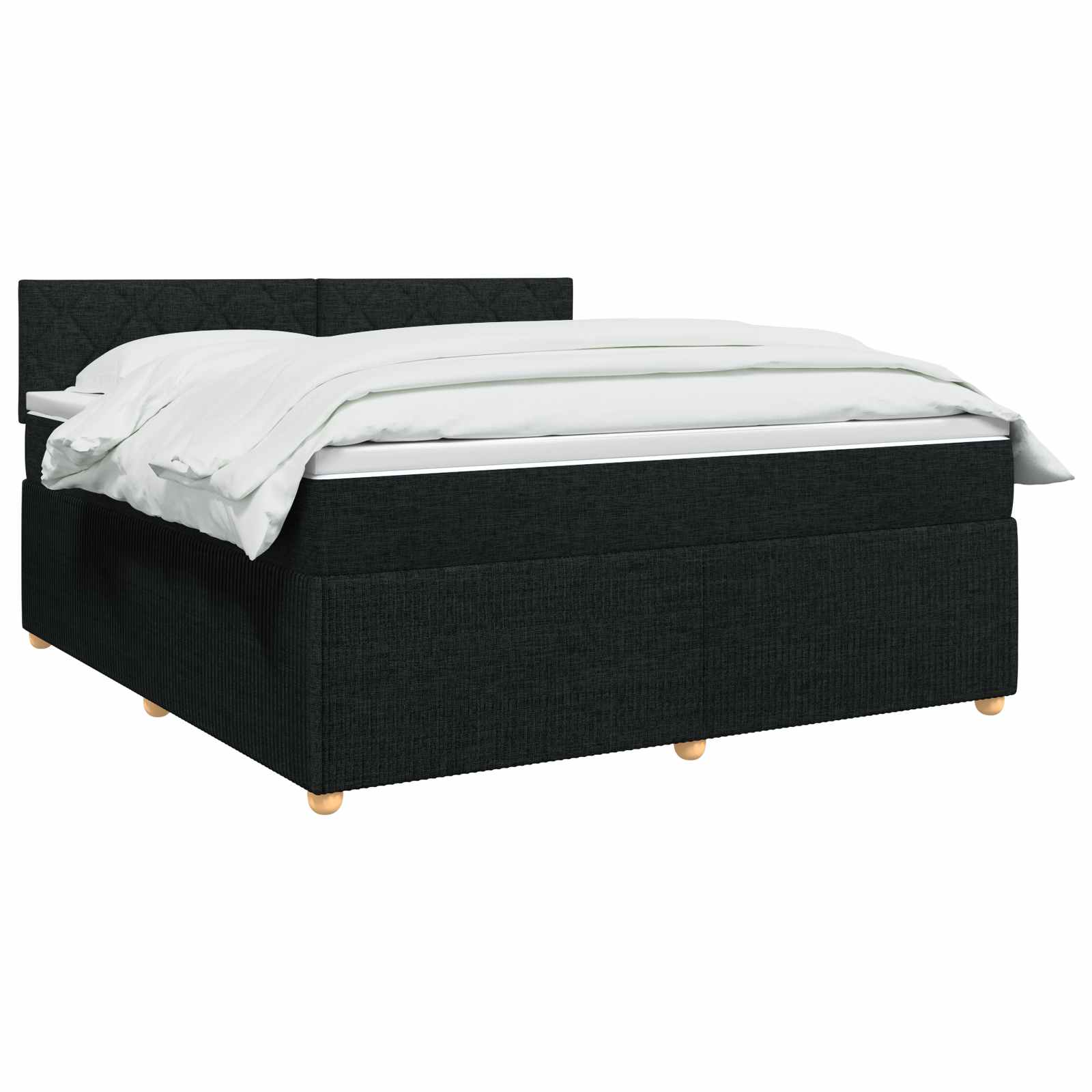 Κρεβάτι box spring με στρώμα Μαύρο 140 x 190 cm Ύφασμα