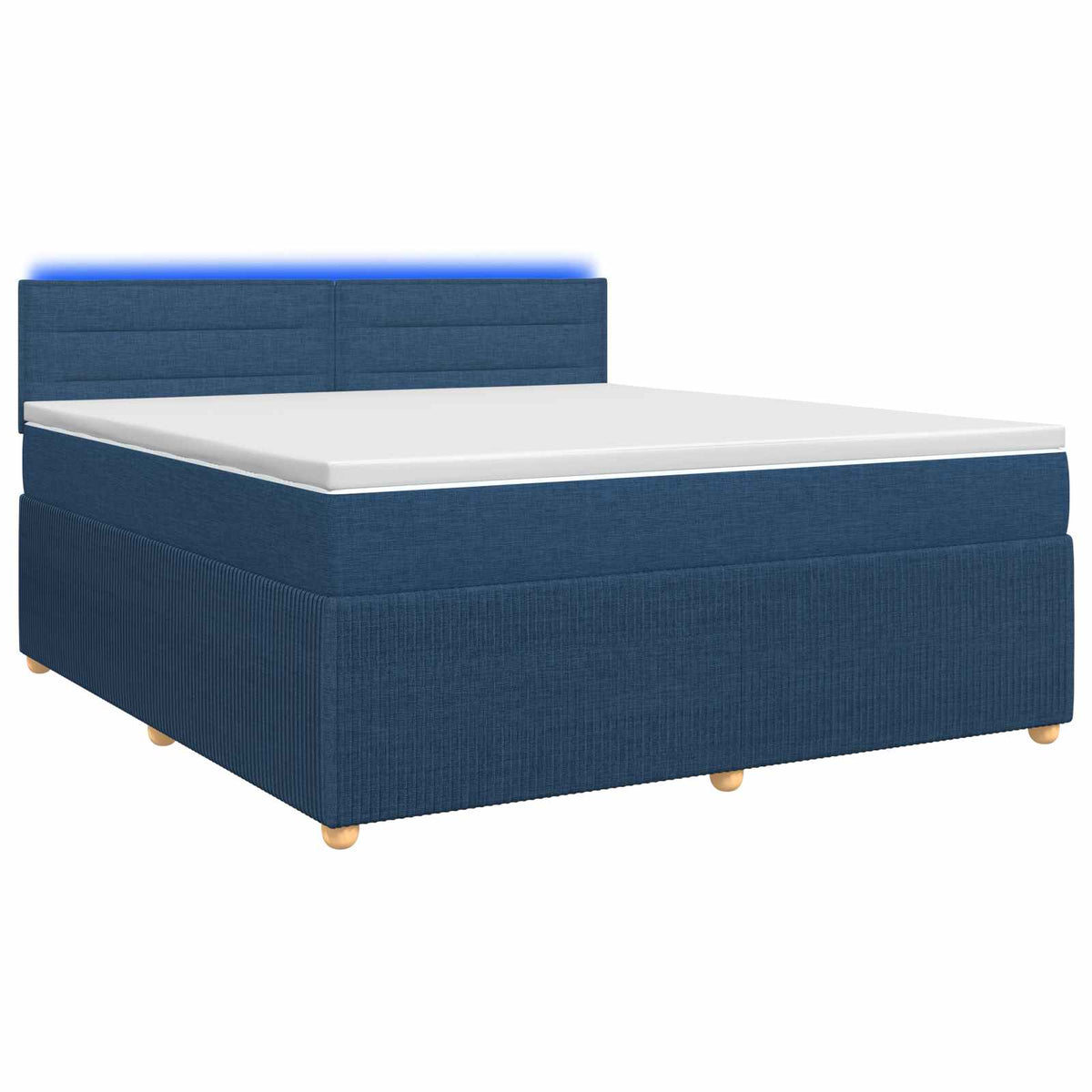Κρεβάτι box spring με στρώμα Μπλε 160 x 200 cm Ύφασμα